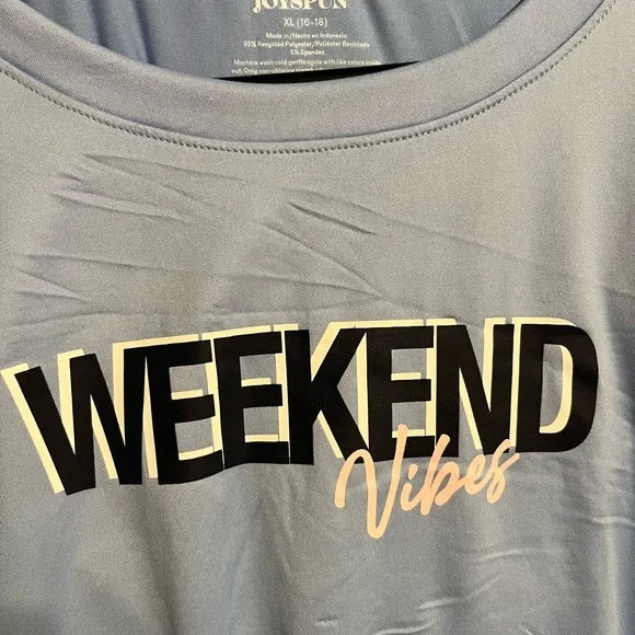 Weekend Vibes Women's Light Blue Pajama Set - Picture 3 of 8